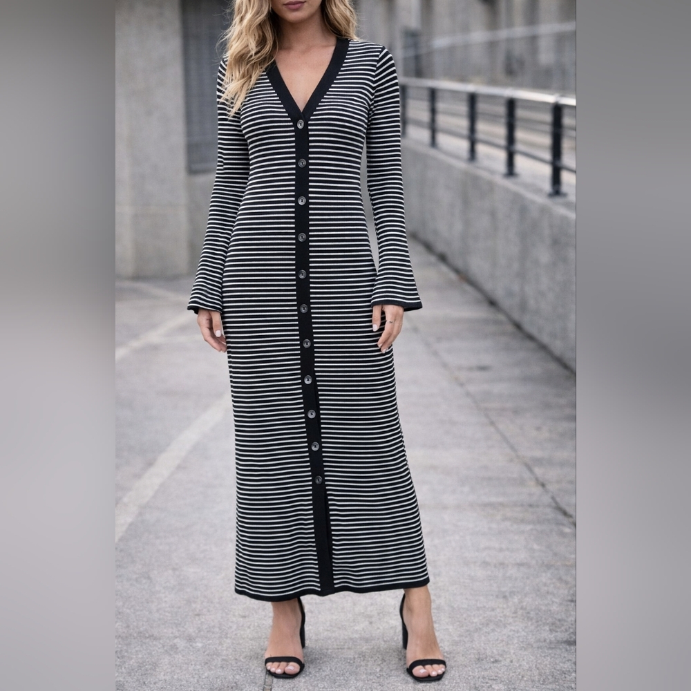 a new day Black and White Striped Dress